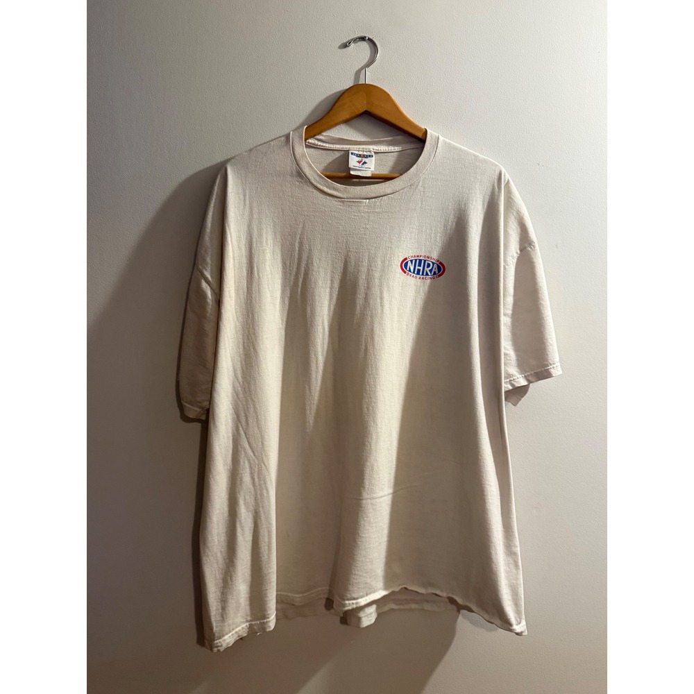 Vintage Jerzees NHRA Championship Drag Racing T-Shirt White Heavyweight Cotton